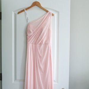 Blush David’s Bridal Cross-Body Dress